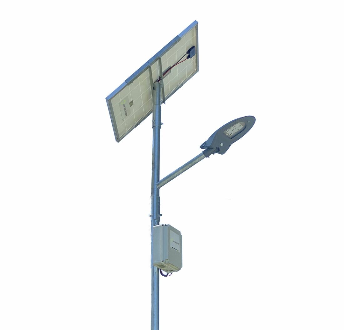 Inteligentní LED solární veřejné osvětlení 15W s 1x solárním panelem Barva světla: Denní bílá