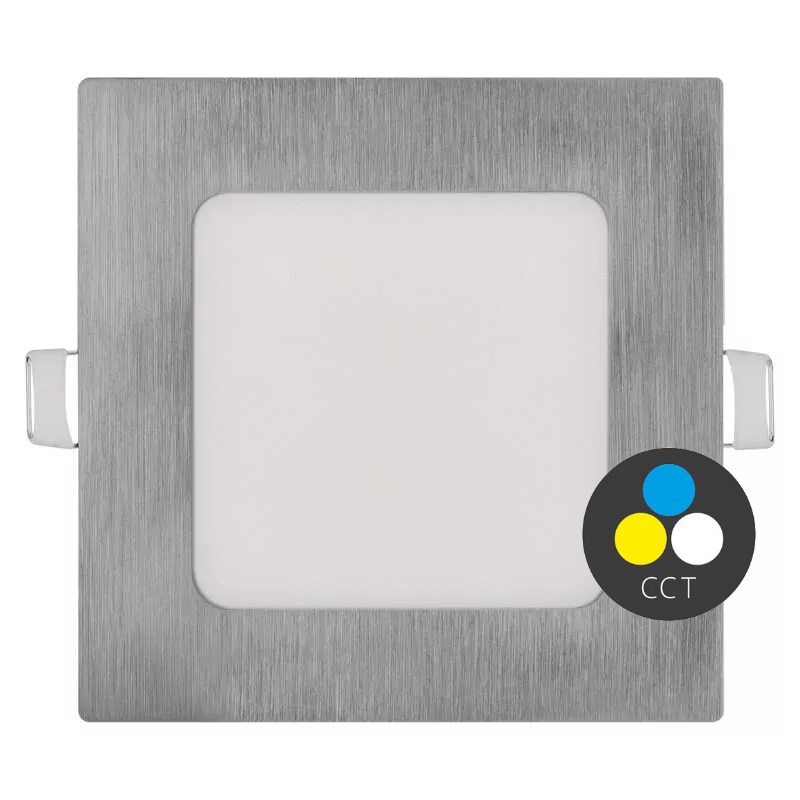 EMOS Stříbrný vestavný LED panel hranatý 120 x 120mm 7W CCT Premium ZD2223