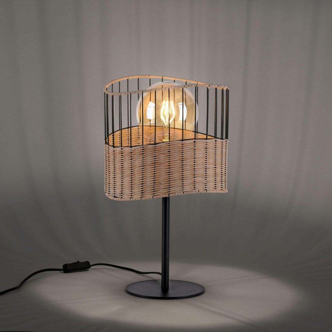 JUST LIGHT. Stolní lampa Reed ze dřeva a kovu