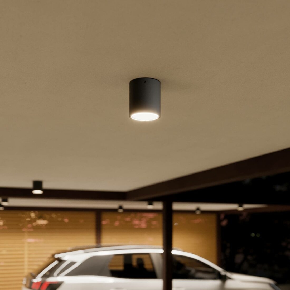 Lucande Kulatý LED venkovní stropní reflektor Meret