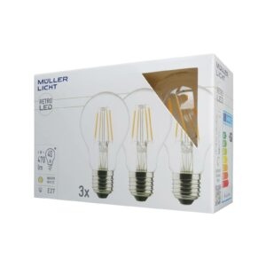 Müller-Licht LED žárovka E27 4W 2 700 K filament sada 3ks 470lm