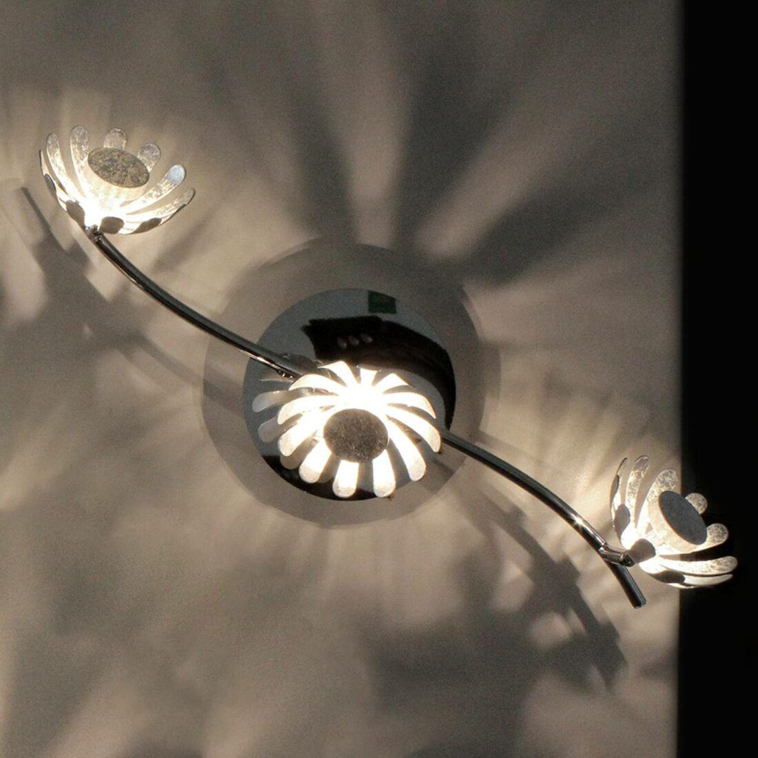 Eco-Light LED nástěnné svítidlo Bloom 3 zdroje stříbrné