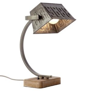 Brilliant Kovová stolní lampa Drake s dřevěnou nohou
