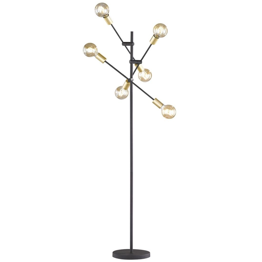 Trio Lighting Stojací lampa Cross v černém a zlatém designu