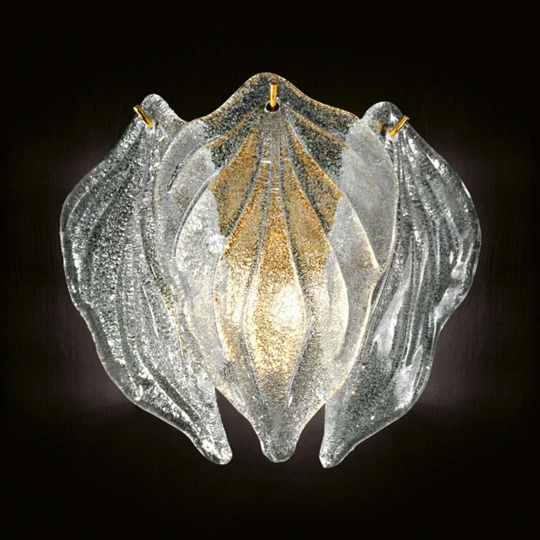 Novaresi Skleněné nástěnné světlo Foglie ze skla Murano