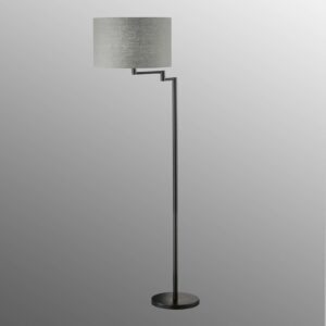FISCHER & HONSEL Stojací lampa Rota se šedým plátěným stínidlem