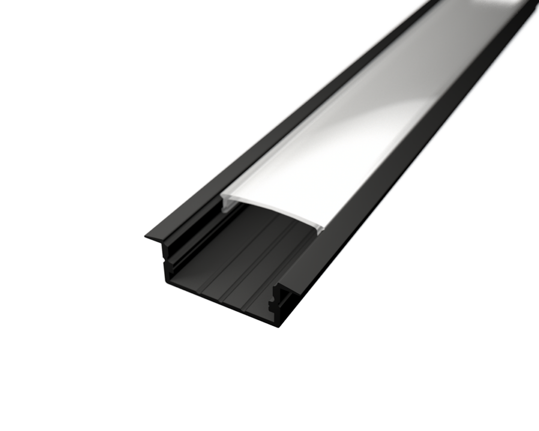LED Solution Vestavný profil pro LED pásky V4 černý Vyberte variantu a délku: Profil + Nacvakávací opálový difuzor 1m
