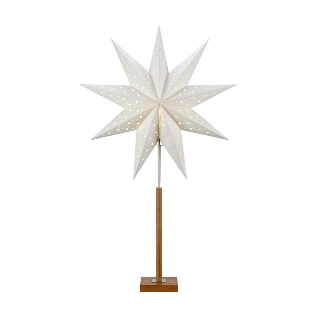 Markslöjd Hvězda Solvalla s dřevěnou základnou 100cm bílá