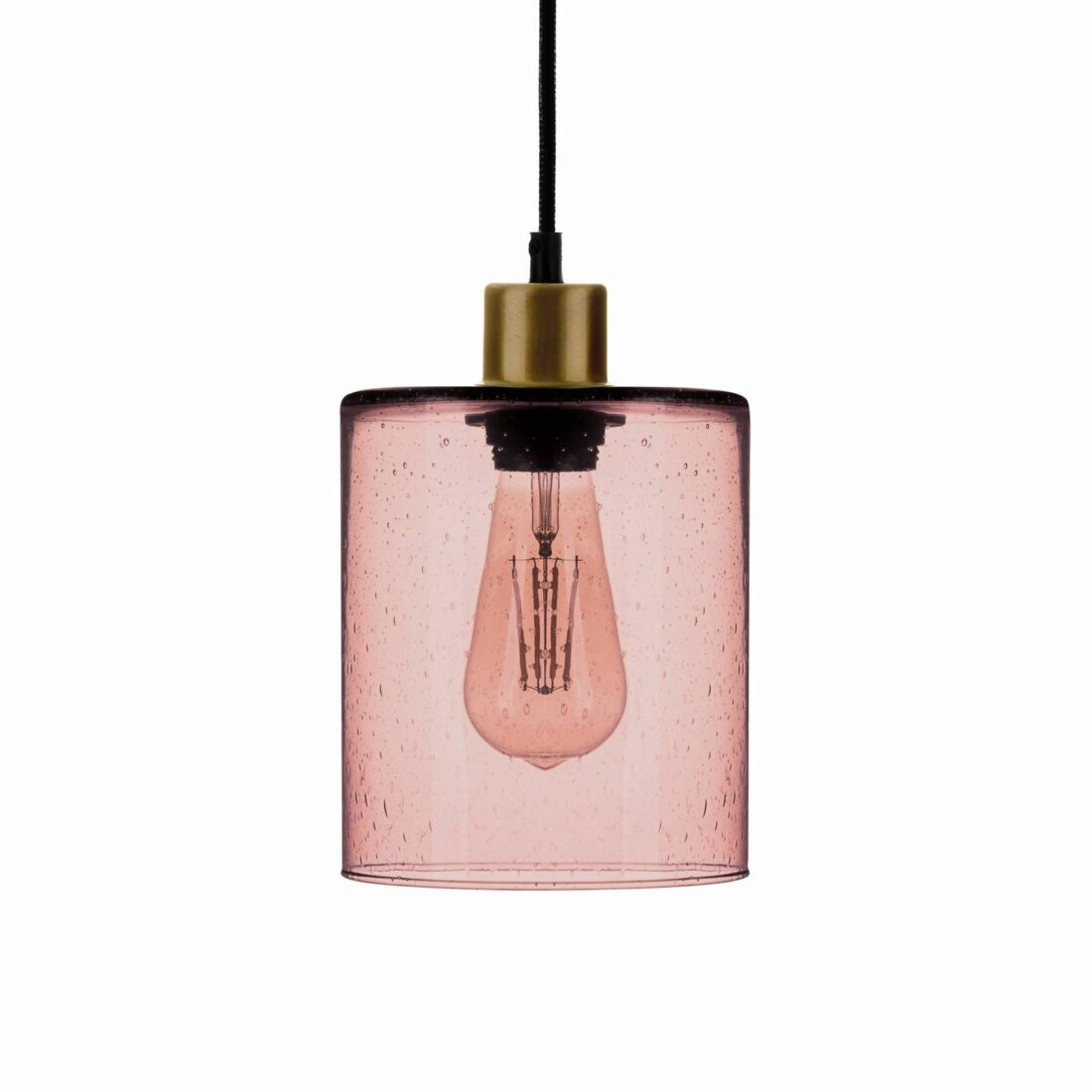 Solbika Lighting Závěsná lampa Soda se stínidlem z růžového skla Ø 15 cm