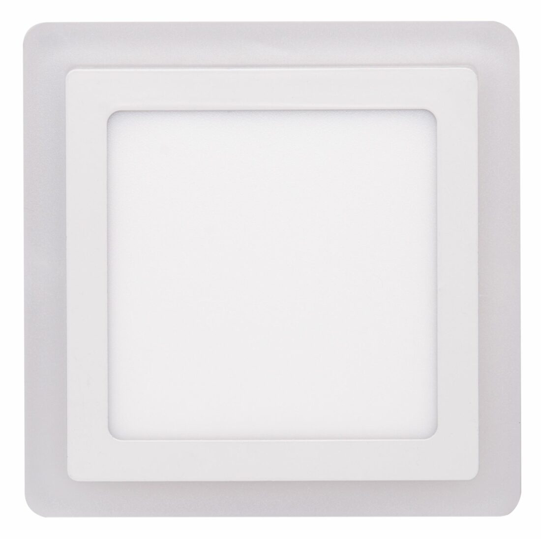 Ecolite Bílý vestavný LED panel hranatý 195 x 195mm 12W+4W podsvícený LED-DUO-S12W