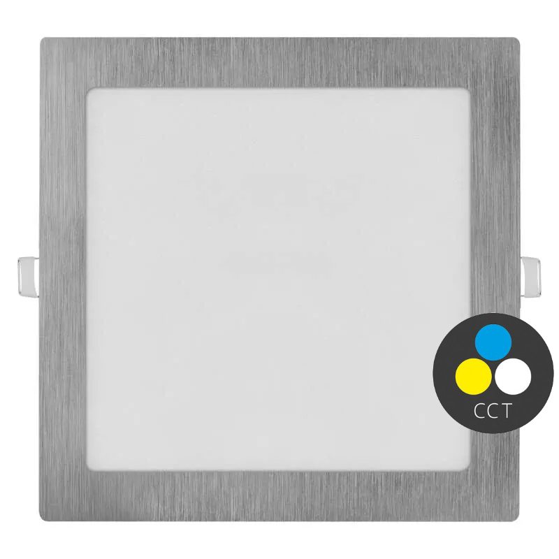 EMOS Stříbrný vestavný LED panel hranatý 225 x 225mm 18W CCT Premium ZD2243