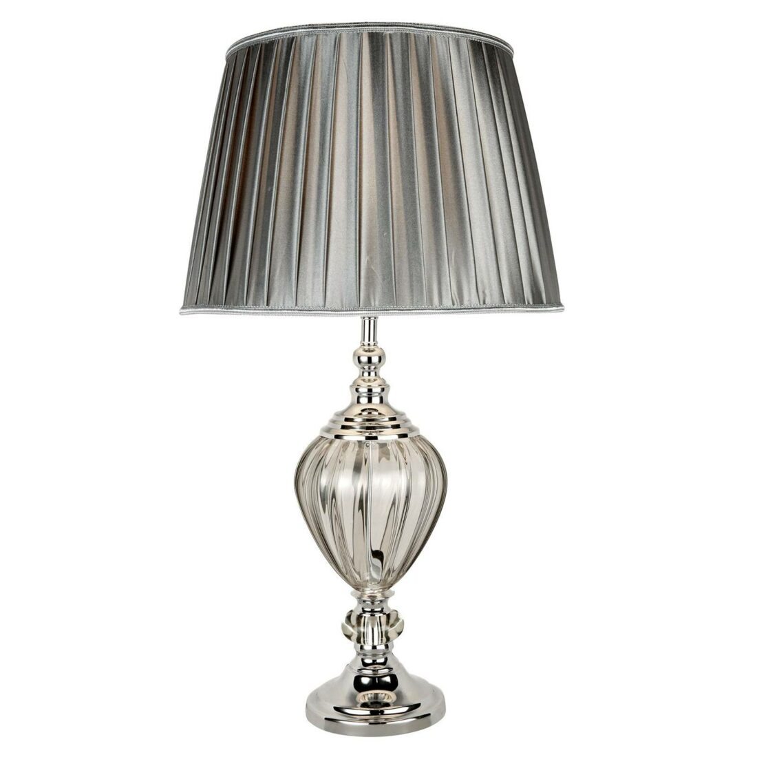 Searchlight Stolní lampa Greyson s textilním stínidlem v šedé
