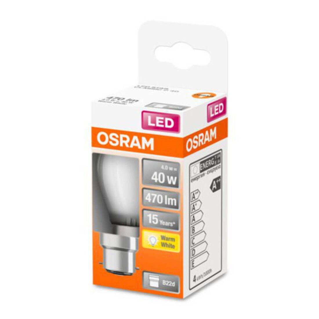 OSRAM Kapková LED žárovka B22d 4W 2 700K matná