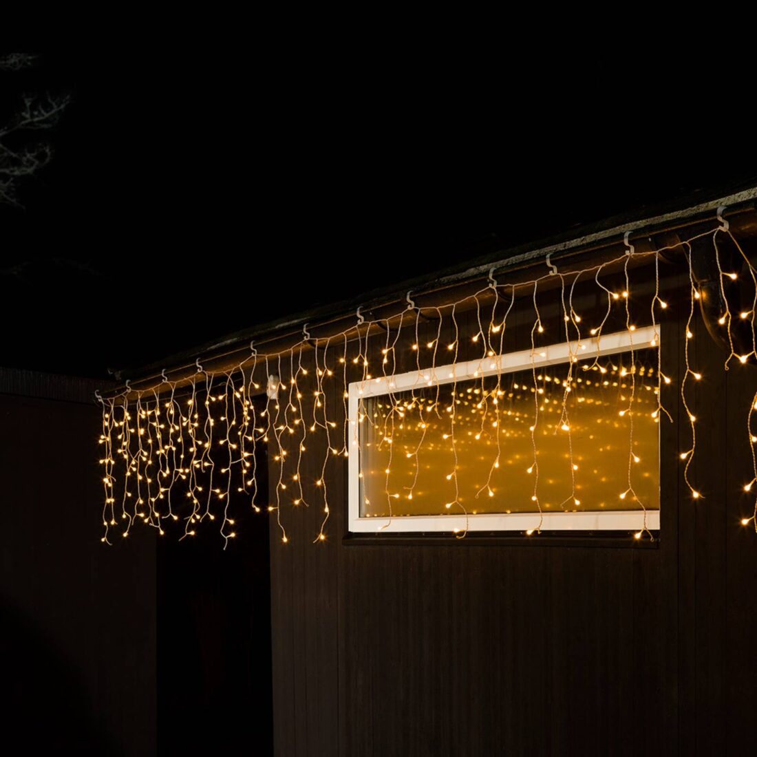 Konstsmide Christmas LED světelná clona ledový déšť teplá bílá transp. 10m