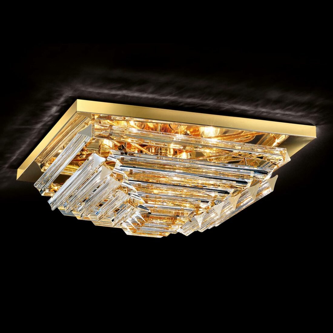 Novaresi Pozlacené křišťálové stropní světlo Losanghe 55 cm