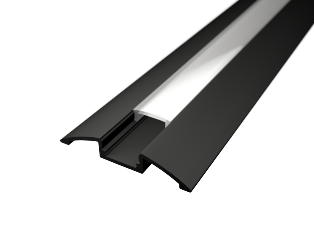 LED Solution Nástěnný profil pro LED pásky N4 černý Vyberte variantu a délku: Profil + Nacvakávací čirý difuzor 2m LP104B_091012