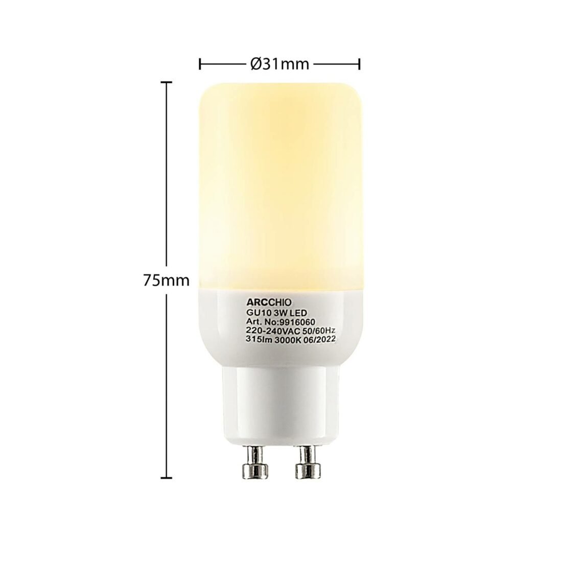 Arcchio LED trubková žárovka GU10 3W 3 000K 2ks