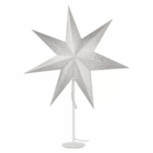 EMOS Vánoční papírová hvězda bílo-stříbrná se stojánkem 45cm DCAZ14