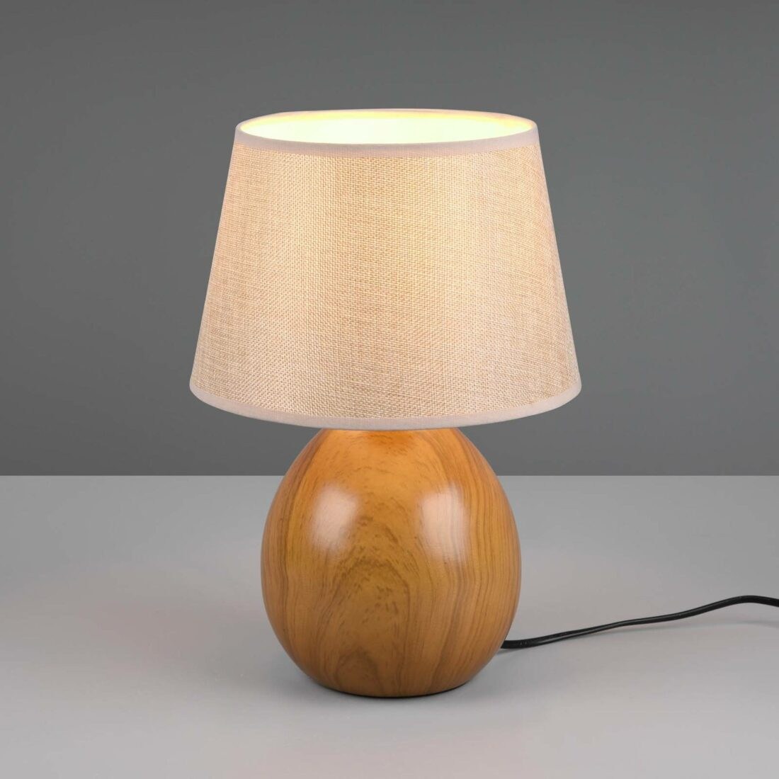 Reality Leuchten Stolní lampa Loxur výška 35cm béžová/vzhled dřevo