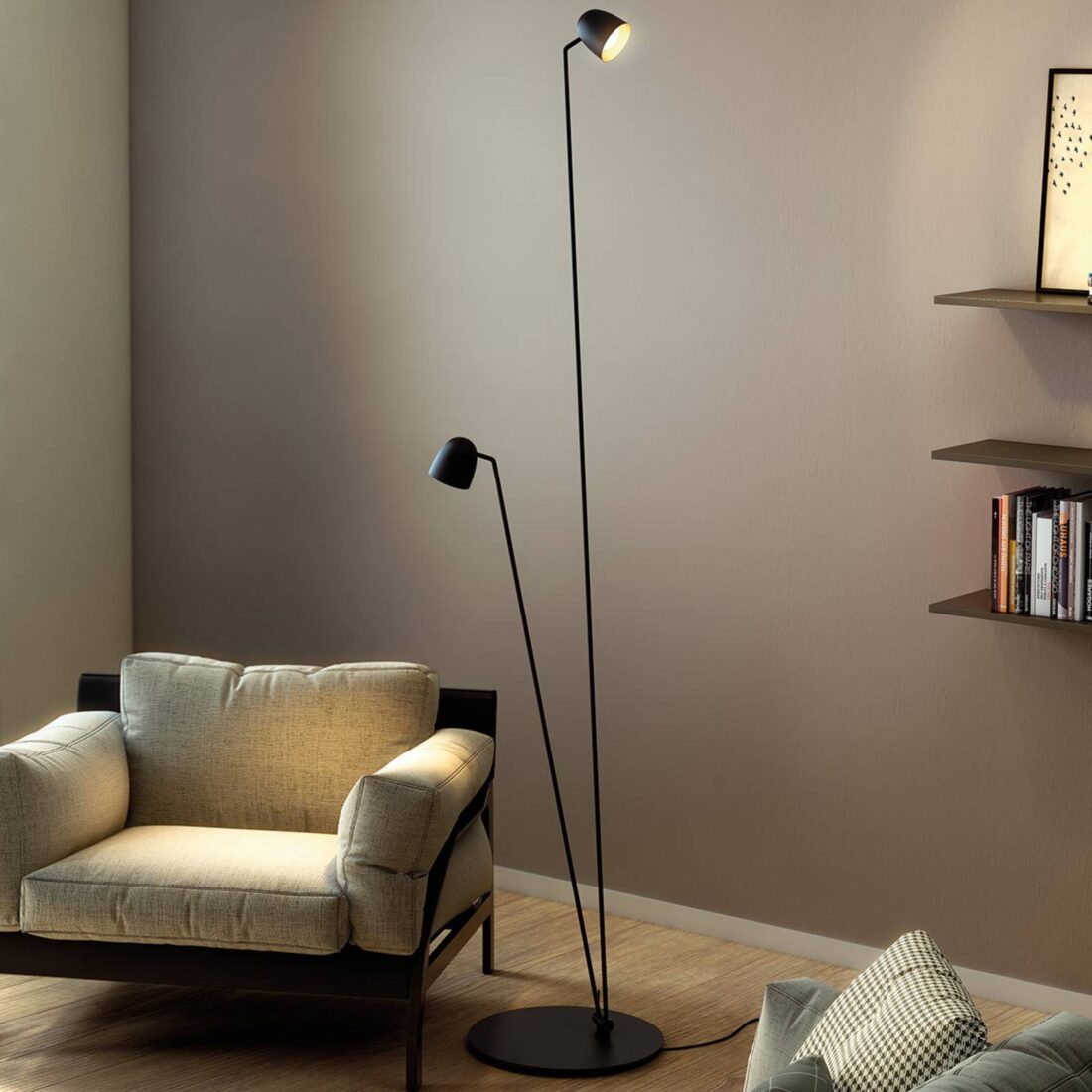 B.lux Flexibilně nastavitelná stojací lampa LED Speers F černá.