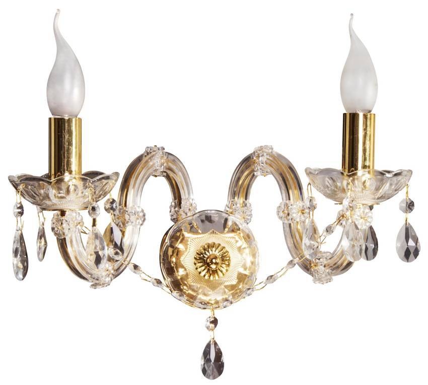 Candellux Zlaté křišťálové nástěnné svítidlo Maria Teresa pro žárovku 2x E14 22-94592