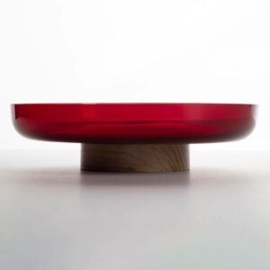 Artemide Bontà skleněná miska dřevěná noha červená