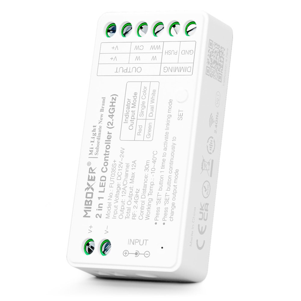LED Solution Mi-Light MiBoxer RF Přijímač 2v1 pro jednobarevné a CCT LED pásky FUT035Splus