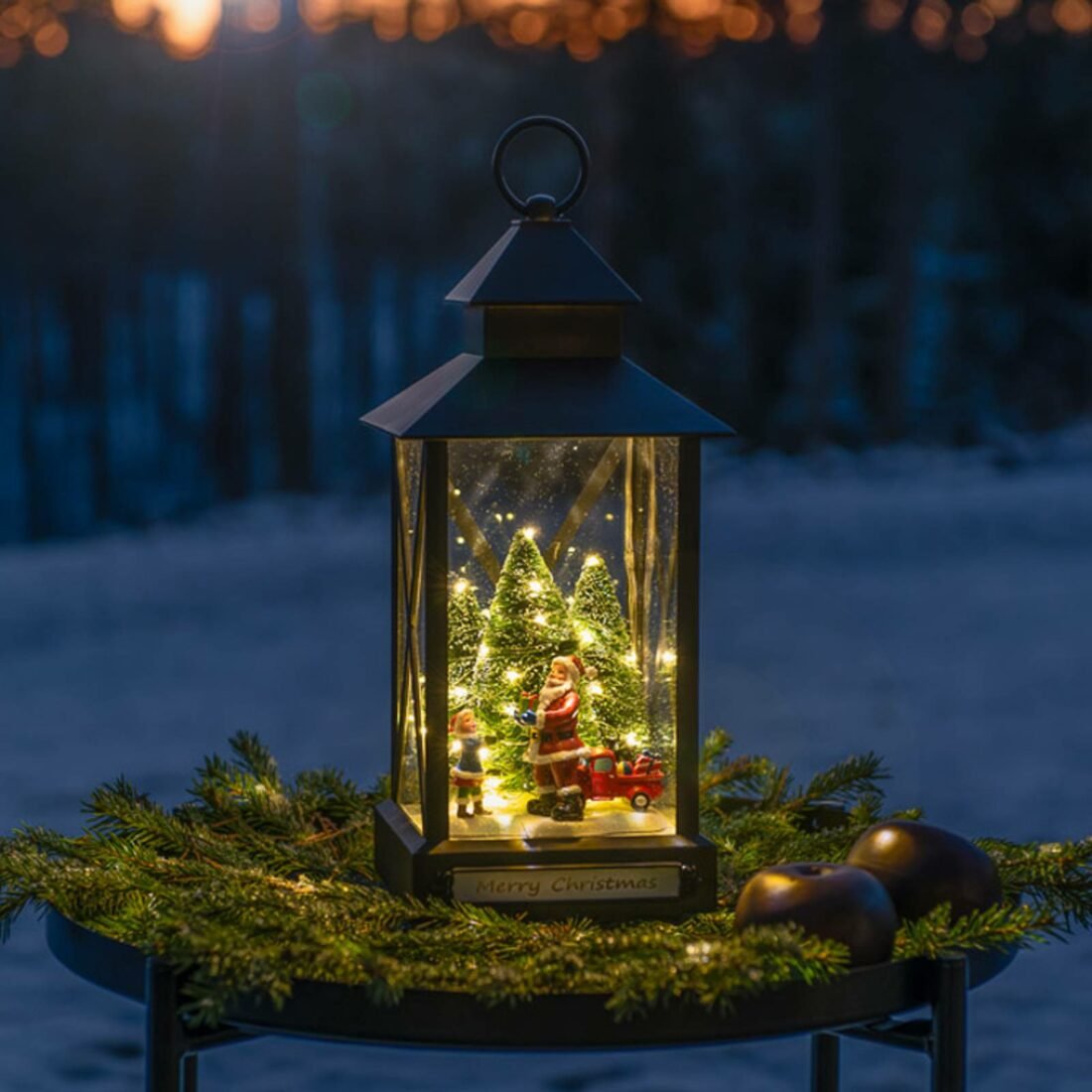 Konstsmide Christmas LED dekorační lucerna Santa Claus černá IP44 32cm