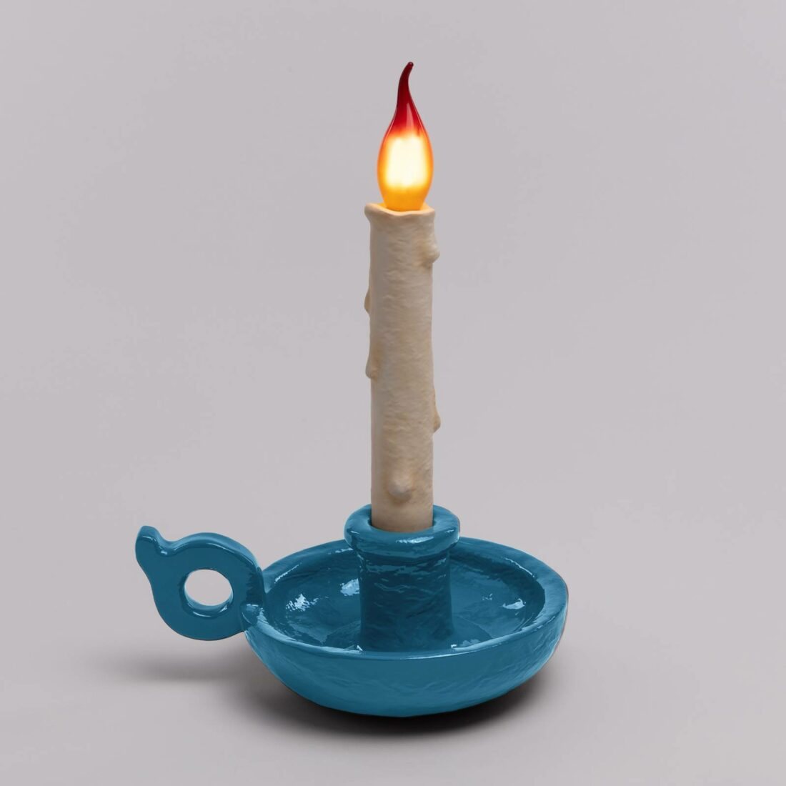 SELETTI LED deko stolní lampa Grimm Bugia svíčka modrá