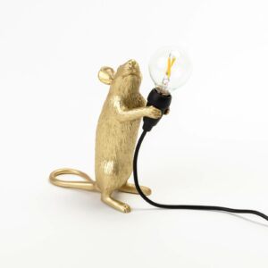 SELETTI LED deko stolní lampa Mouse Lamp USB stojící zlatá