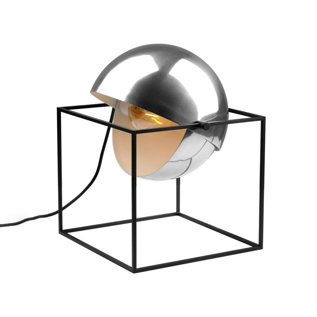 Carpyen Stolní lampa El Cubo stínidlo tvaru koule chrom