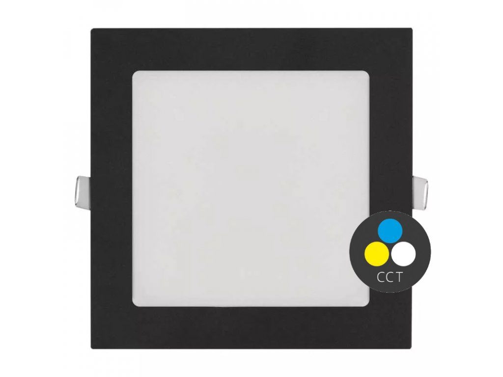 T-LED Černý vestavný LED panel hranatý 174 x 174mm 12W 24V CCT 102213