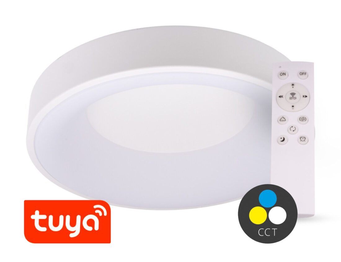 T-LED SMART TUYA Bílé LED stropní svítidlo kulaté 600mm 60W CCT s DO 105559
