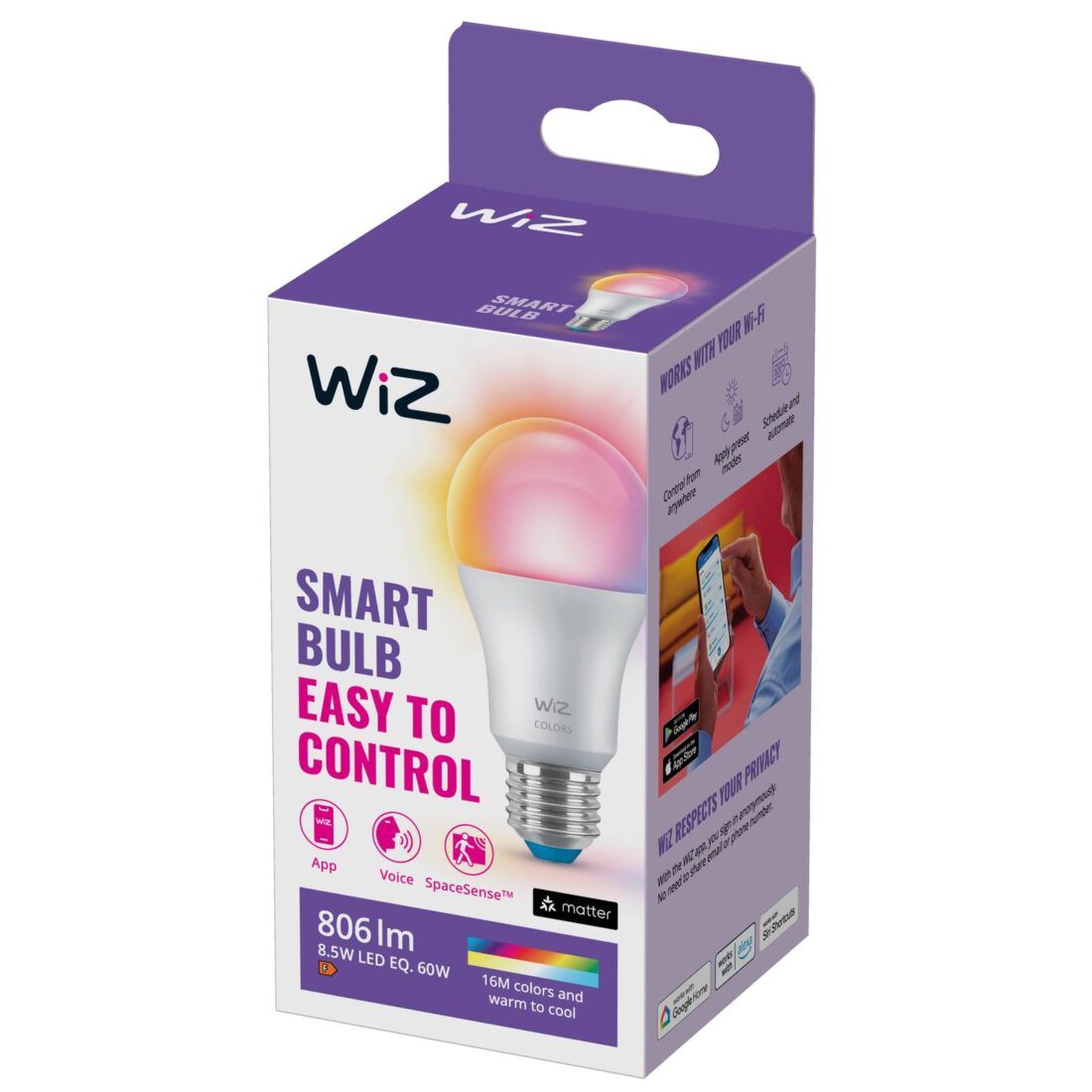 WiZ A60 LED lampa matná WiFi E27 8