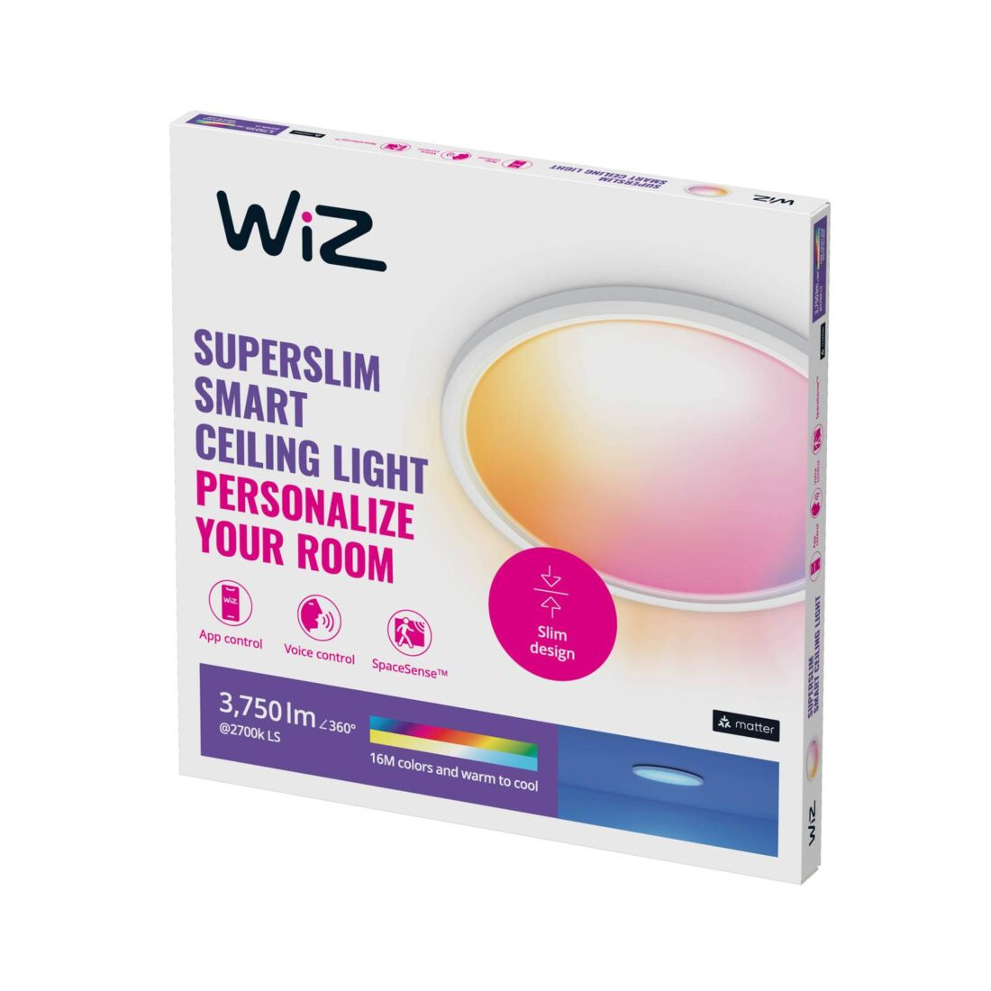 WiZ SuperSlim LED stropní svítidlo RGBW Ø54cm bílé