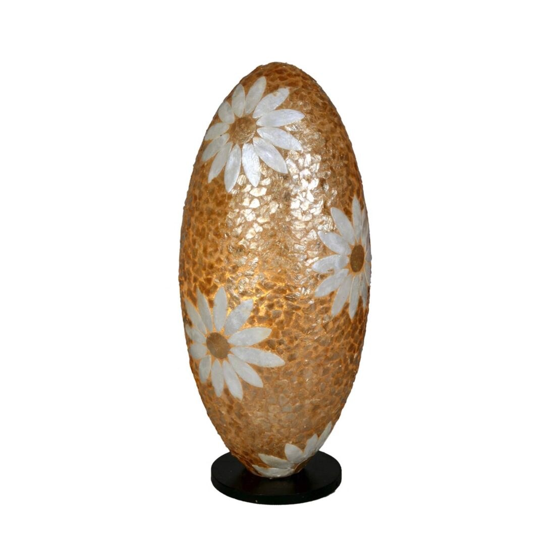 Woru Stolní lampa Lion Capiz mušle květinový motiv tvar vejce