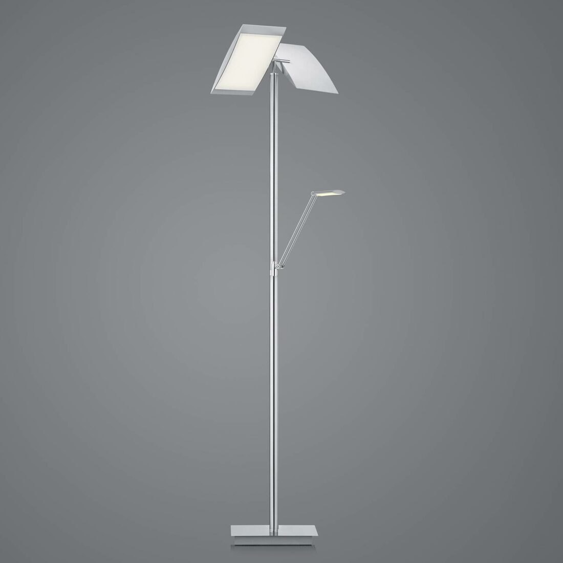 HELL LED stojací lampa Wim 2-světelná čtecí nikl/chrom