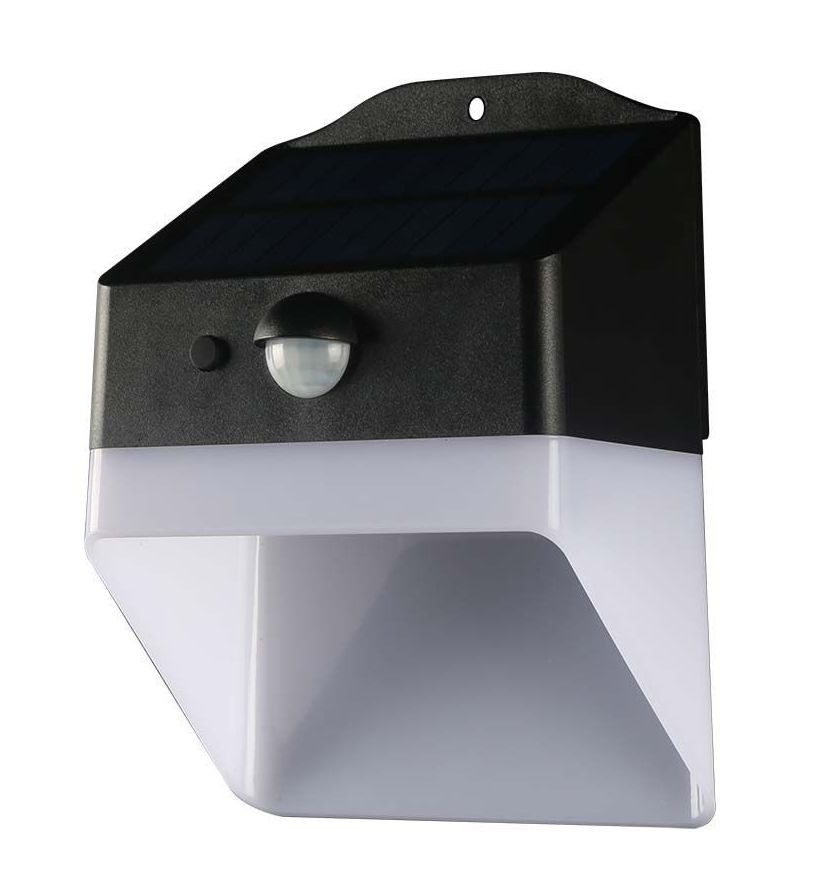 LED Solution Černo-bílé LED nástěnné solární svítidlo s pohybovým čidlem 2W IP65 10309