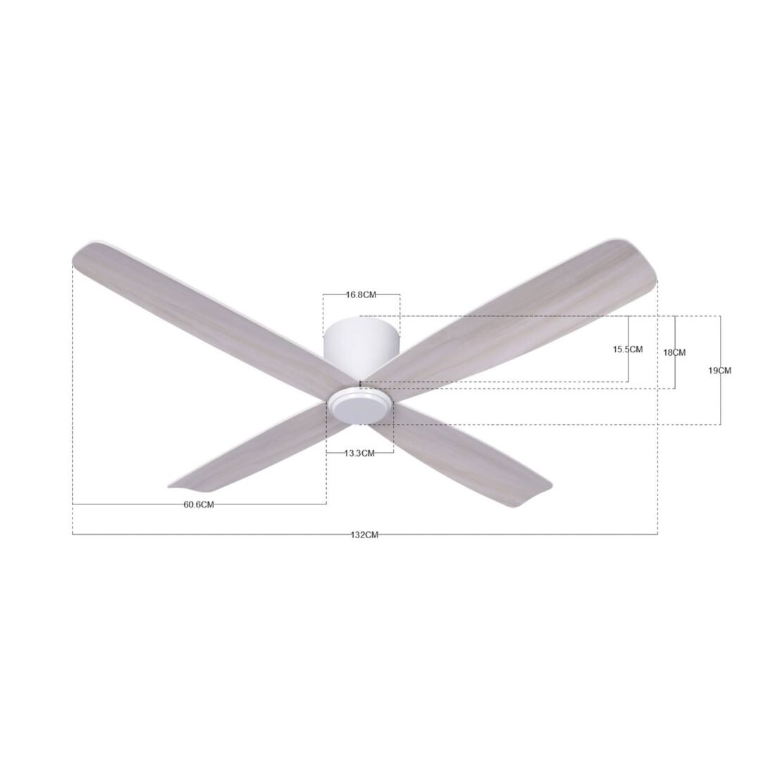 Beacon Lighting Stropní ventilátor Fraser bílý/dub DC tichý Ø 132 cm